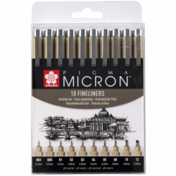Набір лінерів PIGMA Micron 10 шт., Чорний, Sakura Набір лінерів PIGMA Micron 10 шт., Чорний, Sakura