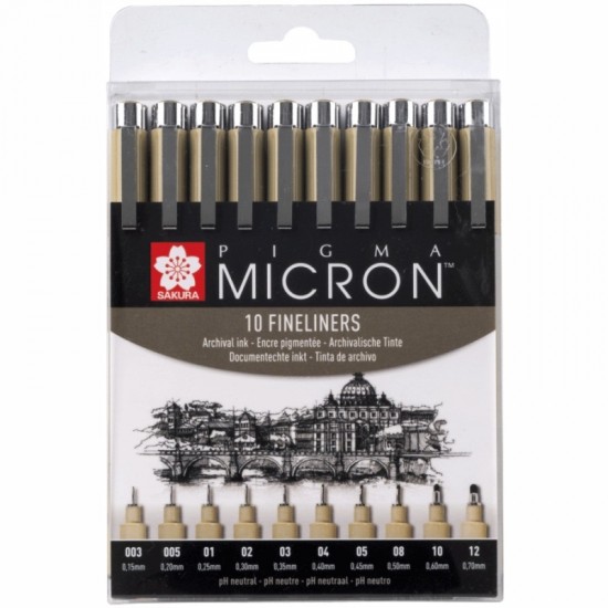 Набір лінерів PIGMA Micron 10 шт., Чорний, Sakura