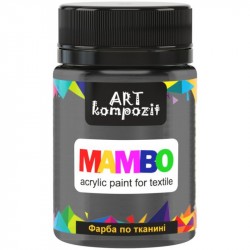 Фарба по тканині MAMBO "ART Kompozit", 50 мл (51 чорна перлина), металік Фарба по тканині MAMBO "ART Kompozit", 50 мл (51 чорна перлина), металік