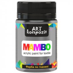 Фарба по тканині MAMBO "ART Kompozit", 50 мл (52 платиновий), металік Фарба по тканині MAMBO "ART Kompozit", 50 мл (52 платиновий), металік