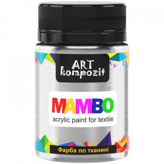 Фарба по тканині MAMBO "ART Kompozit", 50 мл (53 срібний), металік