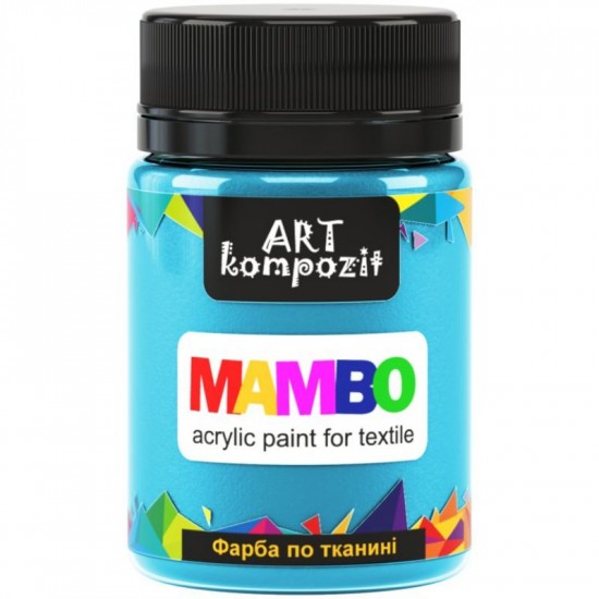 Фарба по тканині MAMBO "ART Kompozit", 50 мл (57 блакитна лагуна), металік