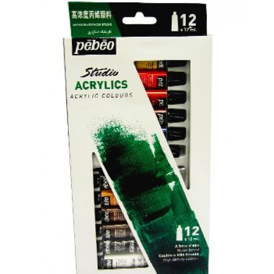Набір акрилових фарб "Studio" в картон.коробці (12 х12мл), Pebeo Набор красок акриловых "Studio" в картон.коробке (12 х12мл)