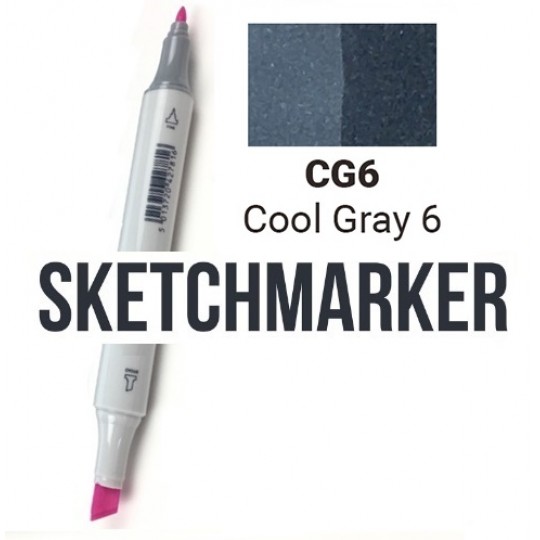 CG6 Маркер спиртовий двосторонній, Cool Gray 6 (Прохолодний сірий 6), SKETCHMARKER