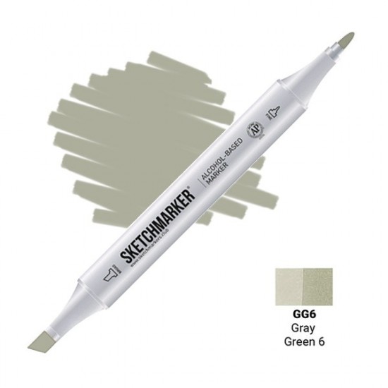 GG6 Маркер спиртовий двосторонній, Gray Green 6 (Сіро зелений 6), SKETCHMARKER