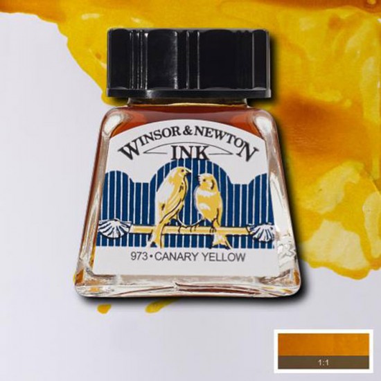 Winsor туш Drawing Inks 14 мл, № 123 Canary Yellow (Канарський жовтий)