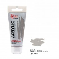 Фарба акрилова, Сіра тепла (643), 60мл, ROSA Gallery