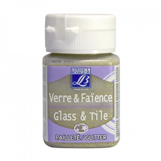 Lefranc фарба по склу та кераміці глітерна Glass & Tile glitter 50 мл, #718 Gold (Золотий)