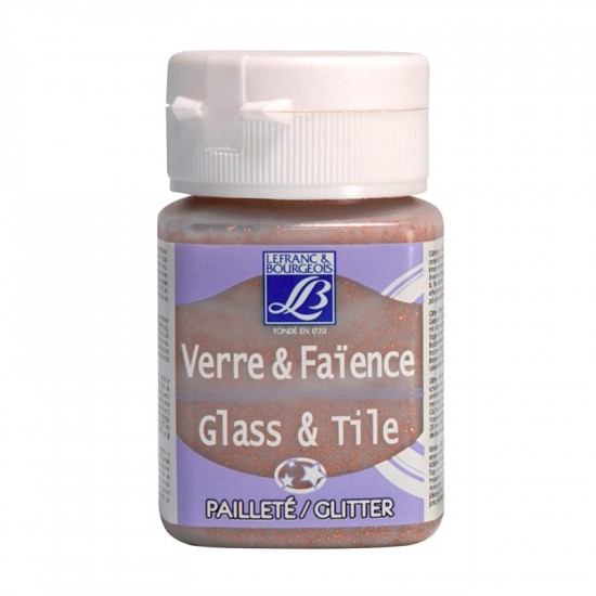 Lefranc фарба по склу та кераміці глітерна Glass & Tile glitter 50 мл, #707 Copper (Мідний)