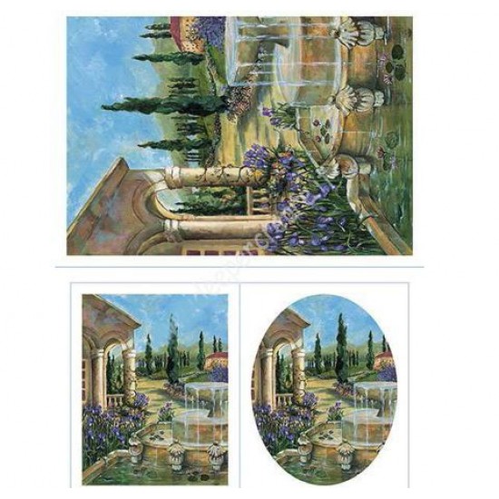 Ferrario папiр для декупажу Decoupage Paper 50x70 см, #008 Landscape with fountain (Пейзажі з фонтан