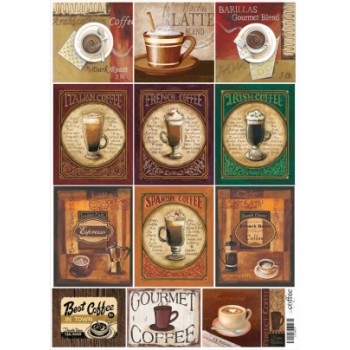 Декупажна карта(лазерн.друк) 29,5х42 "Еспресо, капучино, латте..."