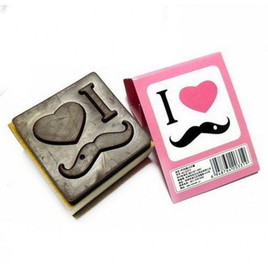 Резиновый штамп (печать) на деревянной основе "I ♥ Mustache" Fashion для штампинга, скрапбукинга и с