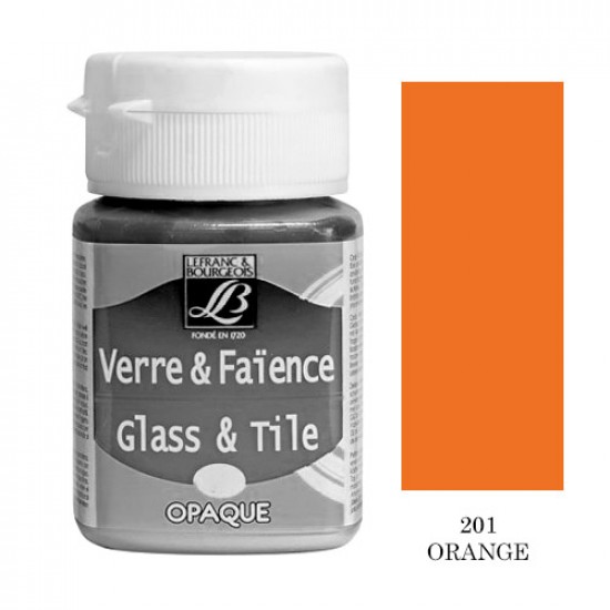 Lefranc фарба по склу та кераміці непрозора Glass & Tile opaque 50 мл, #201 Orange (Помаранчевий)