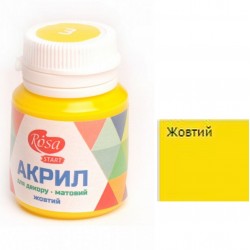 Акрил для декору, Жовтий, матовий, 20 мл, ROSA TALENT