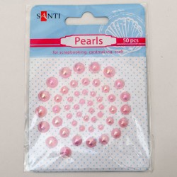 Набор жемчужин самоклеющихся розовых радужных, 50 шт, SANTI