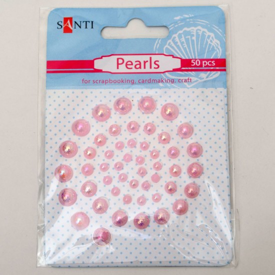 Набор жемчужин самоклеющихся розовых радужных, 50 шт, SANTI Набор жемчужин самоклеющихся розовых радужных, 50 шт, SANTI