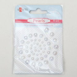 Набор жемчужин самоклеющихся белых радужных, 50 шт