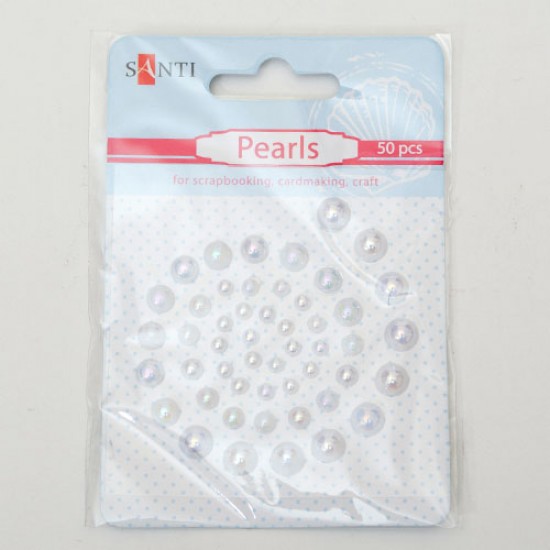 Набор жемчужин самоклеющихся белых радужных, 50 шт Набор жемчужин самоклеющихся белых радужных, 50 шт