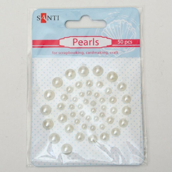 Набор жемчужин самоклеющихся цвет шампанского, 50 шт, SANTI Набор жемчужин самоклеющихся цвет шампанского, 50 шт, SANTI