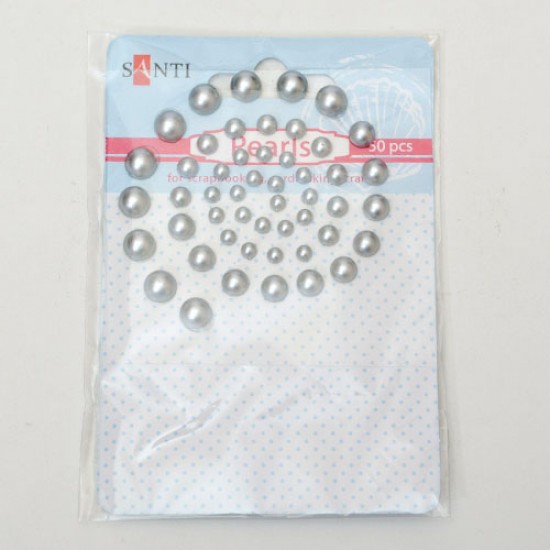 Набор жемчужин самоклеющихся серебристых, 50 шт