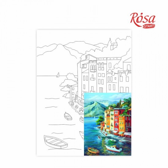 Полотно на картоні з контуром, Морські пейзажі №1, 30*40, бавовна, акрил, ROSA Talent