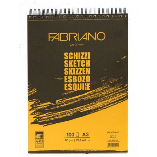 Fabriano альбом для ескізів на спіралі Schizzi Sketch A3 (29,7x42 см), 90г/м2, 100л.,