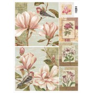 16.10 Декупажная карта(лазерн.печать)29,5х42 "Розовые цветы и птицы" 16.10 Декупажная карта(лазерн.печать)29,5х42 "Розовые цветы и птицы"