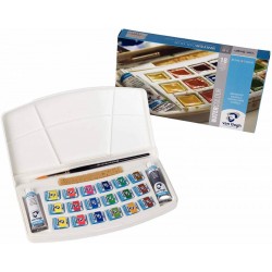 Набір акварельних фарб, VAN GOGH, 18 кювет+2*10мл (Біла, Сірий пейна), +пензлик, +спонж, пластик, Ro