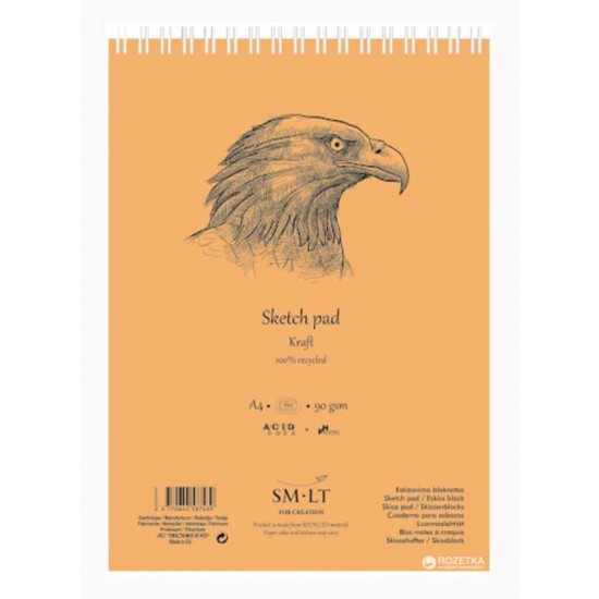Smiltainis Альбом для ескізів на спіралі AUTHENTIC (Kraft) А4, 90г/м2, 60л, коричневий колір