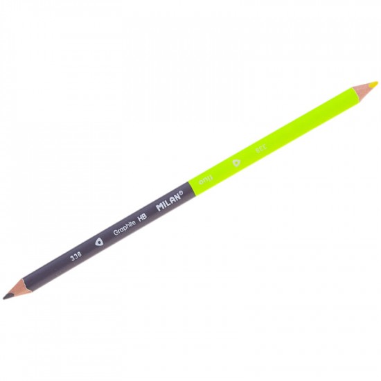 07323812 Олівці. двоколірних флюор.жовт.+графить HB олівці.трикут D2, 9mm 12шт. ТМ "MILAN"