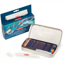 Набір чорнильних олівців Inktense Wash Set у металевому пеналі, (8 Inktense, пензель з резервуаром,  Набір чорнильних олівців Inktense Wash Set у металевому пеналі, (8 Inktense, пензель з резервуаром,