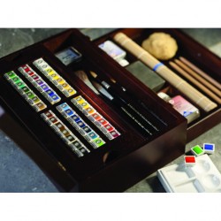 Набір акварельних фарб Rembrandt MASTER, 42 фарб у кюветах + пензлі+медіуми, Royal Talens