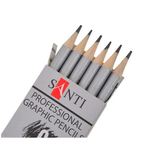 Набір чернографитных олівців "Santi Highly Pro", 6 шт. Набор чернографитных карандашей "Santi Highly Pro", 6 шт.