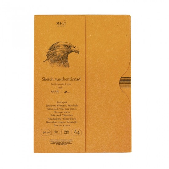 Smiltaini Склейка для ескізів в папці AUTHENTIC (Kraft) А4, 90г/м2, 60л, коричневий колір 
