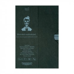 Склейка для рисунку в папці AUTHENTIC (black) А4, 165г/м2, 30л, чорний папір, SMILTAINIS