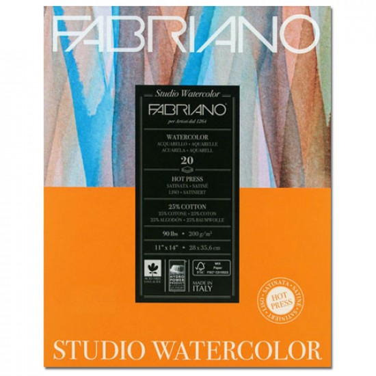 Fabriano Альбом для акварелі Studio 20,3х25,4 см 200 г/м.кв. 20 аркушів Fabriano Альбом для акварелі Studio 20,3х25,4 см 200 г/м.кв. 20 аркушів