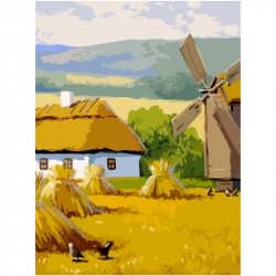 Полотно на картоні з контуром, Пейзаж №32, 30х40, бавовна, акрил, ROSA START