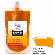 Фарба акрилова, Жовта темна (410), 200 мл, ROSA Studio Фарба акрилова, Жовта темна (410), 200 мл, ROSA Studio