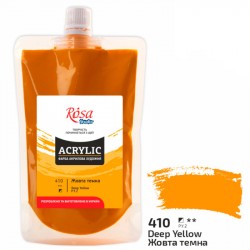 Фарба акрилова, Жовта темна (410), 200 мл, ROSA Studio