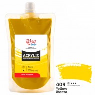 Фарба акрилова, Жовта (409), 200 мл, ROSA Studio Фарба акрилова, Жовта (409), 200 мл, ROSA Studio
