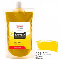 Фарба акрилова, Жовта (409), 200 мл, ROSA Studio