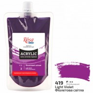 Фарба акрилова, Фіолетова світла (419), 200 мл, ROSA Studio Фарба акрилова, Фіолетова світла (419), 200 мл, ROSA Studio
