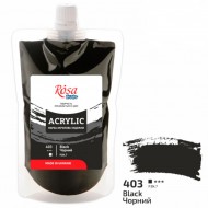 Фарба акрилова, Чорна (403), 200 мл, ROSA Studio