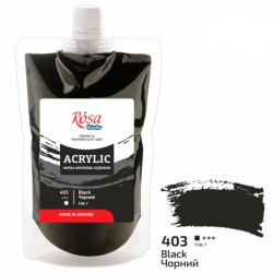 Фарба акрилова, Чорна (403), 200 мл, ROSA Studio