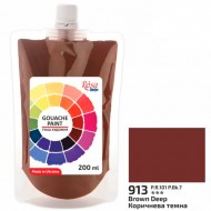 Фарба гуашева, Коричнева темна (913), 200мл, ROSA Studio Фарба гуашева, Коричнева темна (913), 200мл, ROSA Studio