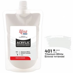 Фарба акрилова, Білила титанові (401), 200 мл, ROSA Studio