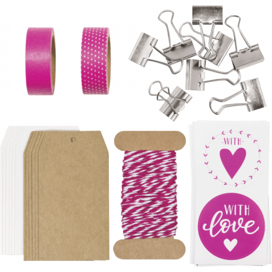 Набір матеріалів для оформлення подарунків, Рожевий, 15х15х2 см, Heyda
