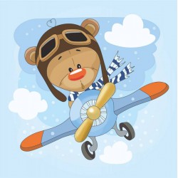 Полотно на картоні з контуром, „Ведмежа пілот“, 20х20, бавовна, акрил, ROSA START