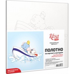 Полотно на картоні з контуром, „Морськими хвилями“, 20х20, бавовна, акрил, ROSA START