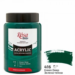 Фарба акрилова, Зелена темна (416), 400 мл, ROSA Studio